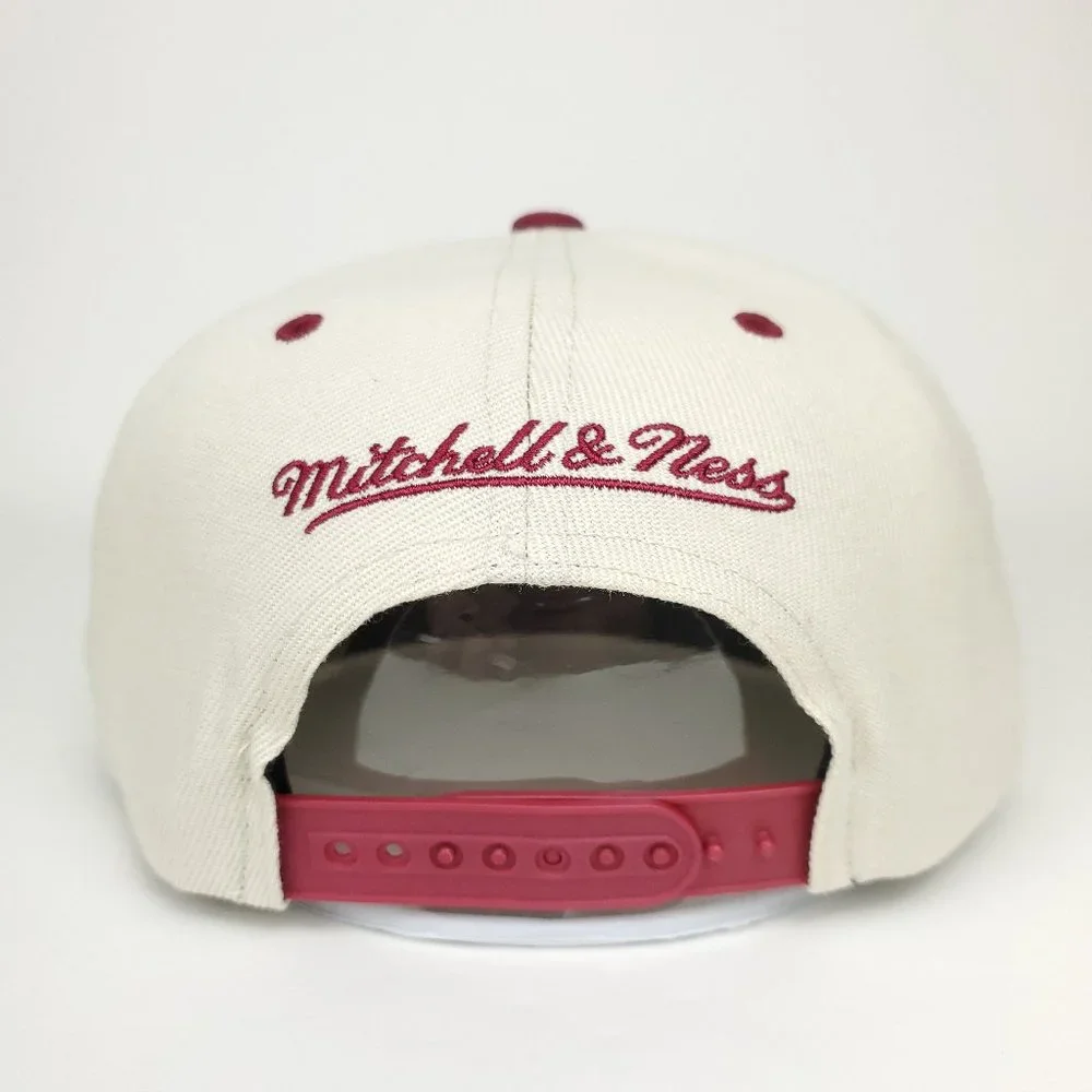Utah Jazz Mitchell & Ness‎ NBA Snapback Hat 3D Logo Cream Maroon Pink NWT